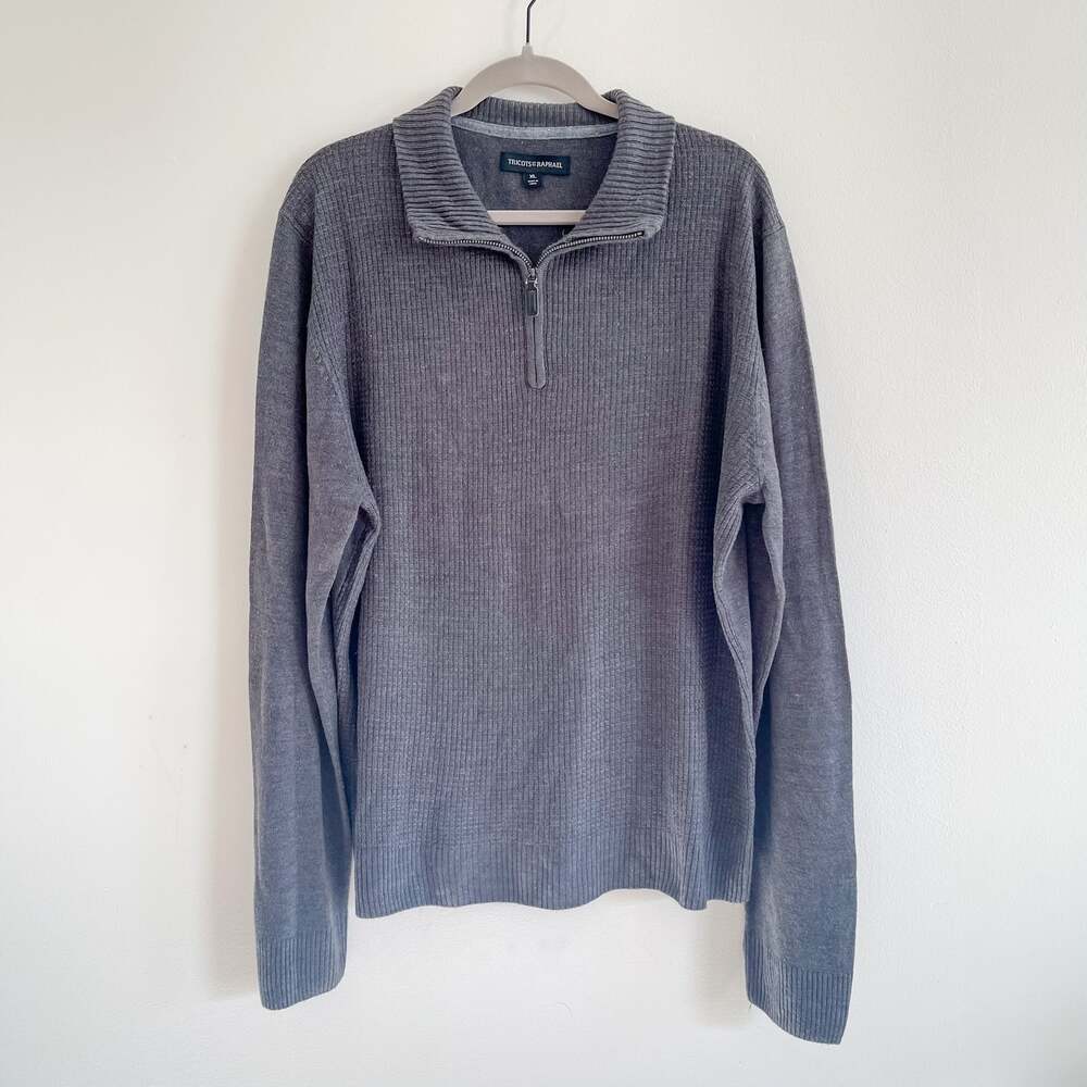 Tricots St. Raphael Men’s XL Gray Quarter Zip Knit Sweater Pullover Lightweight
